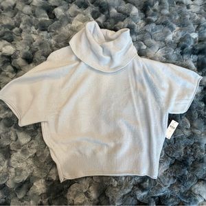 Super soft turtleneck poncho-sleeve sweatshirt, baby blue.